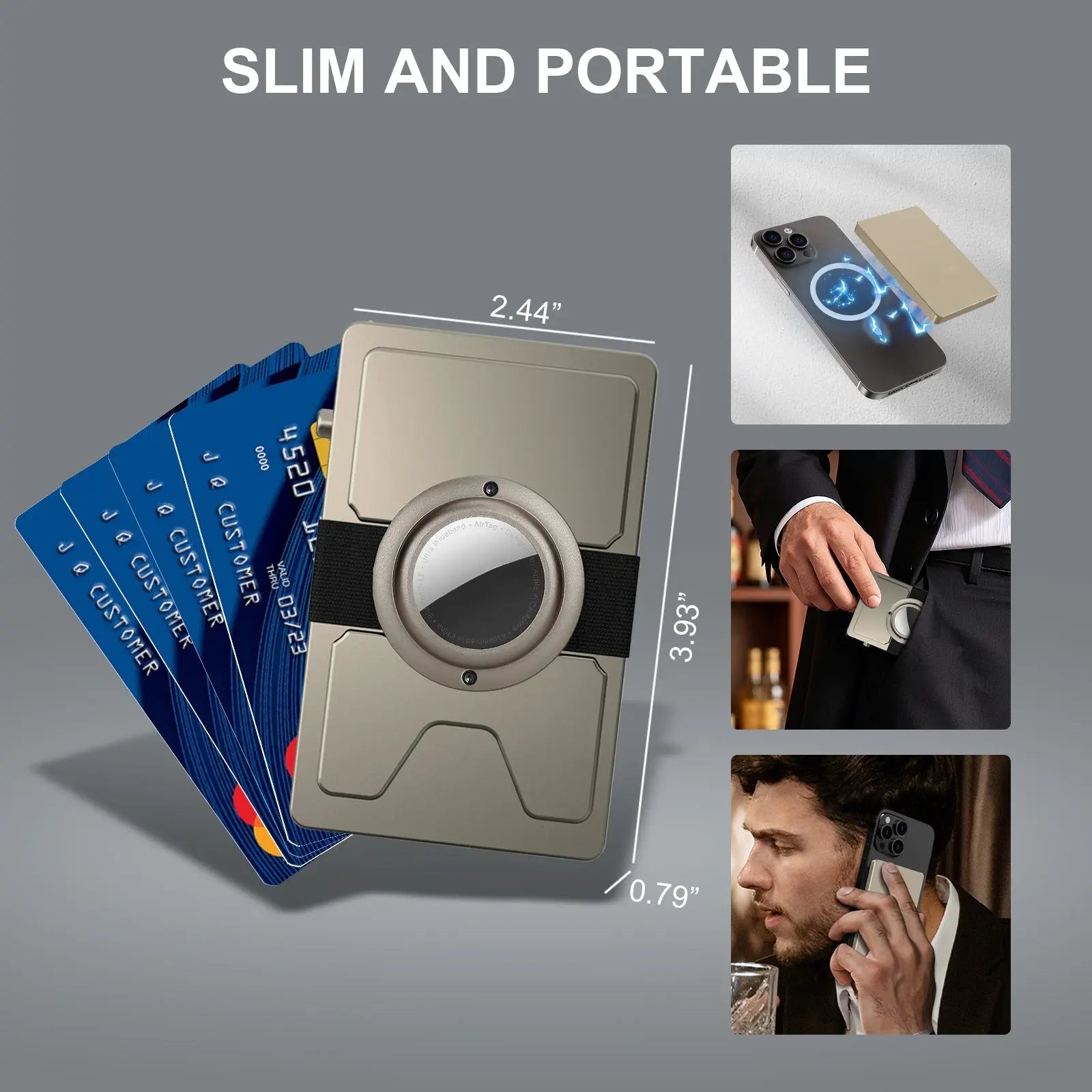 TOYFID All-Aluminum Pop Up Slide Rfid Slim Card Holder Wallet With Airtag Holder TOYFID Wallet