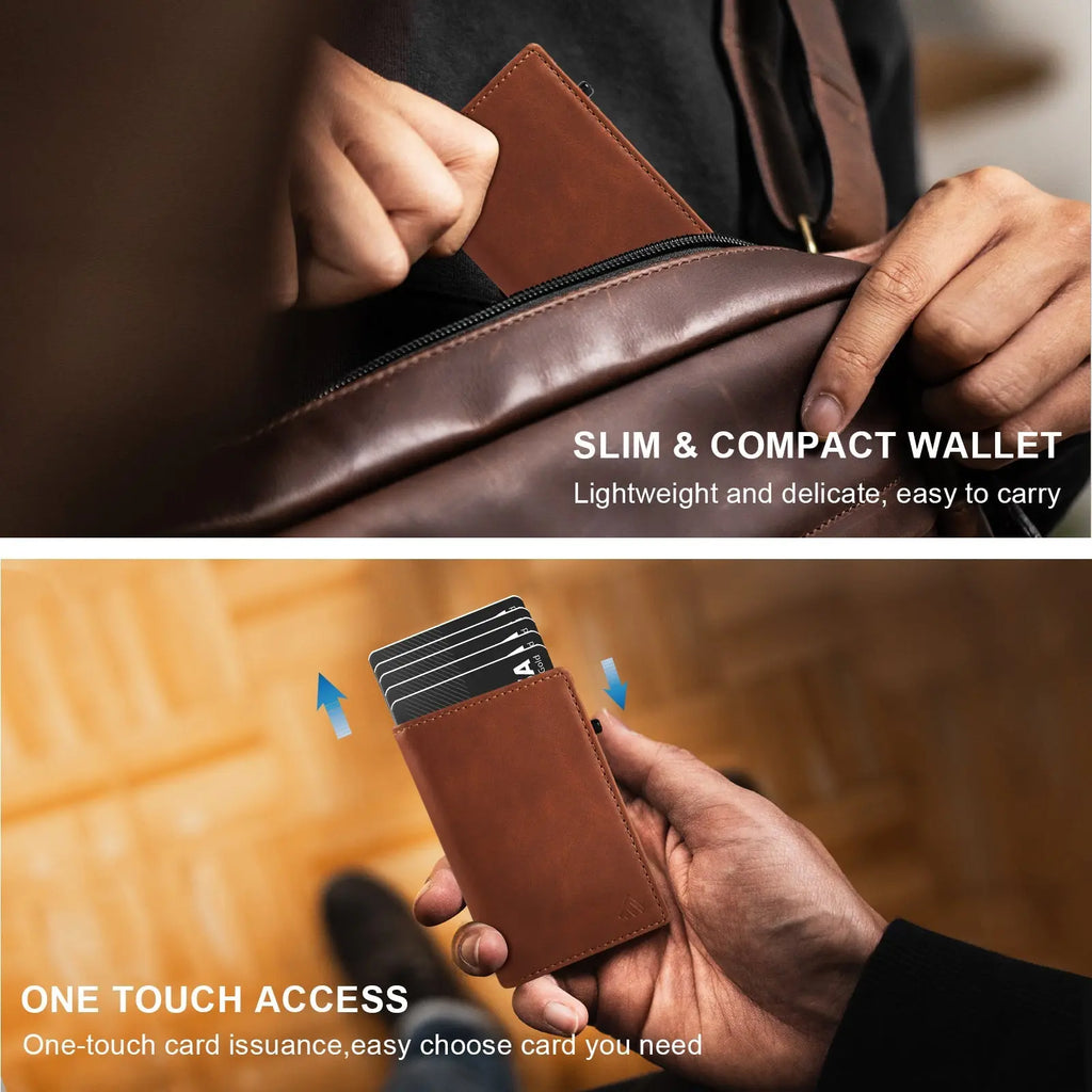 TOYFID Aluminum Alloy Wallet With Genuine Leather Cover Men's Billfolds TOYFID Wallet