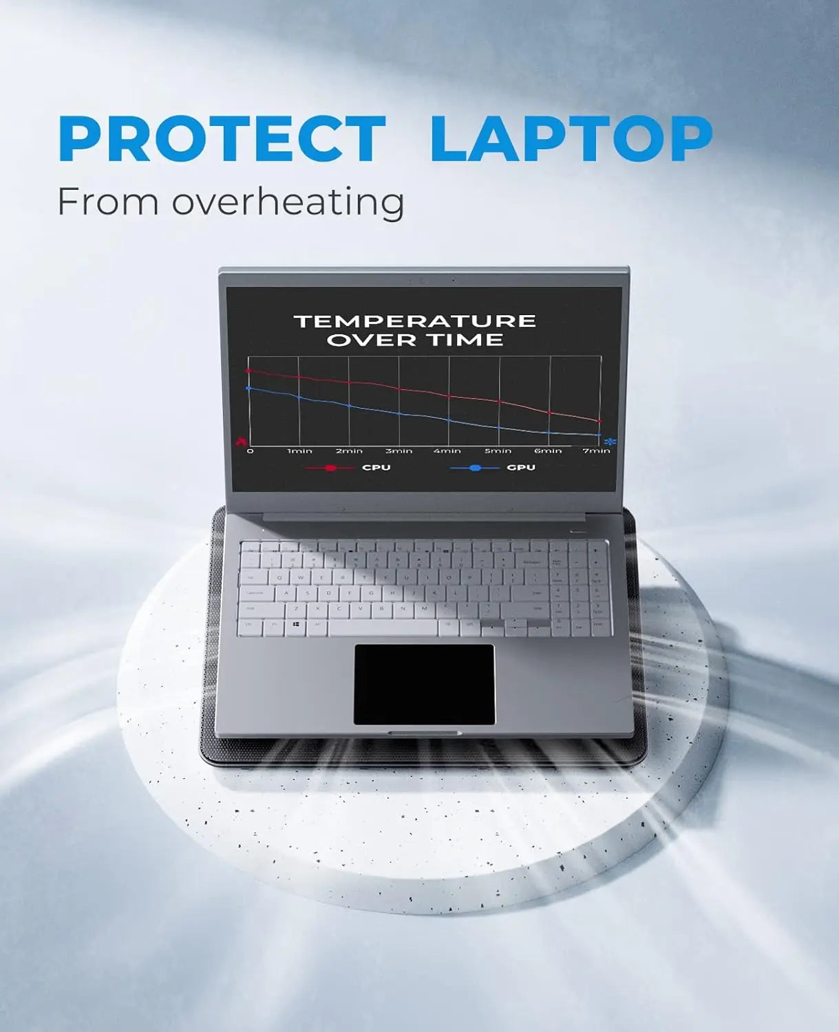 HV-F2056 15.6"-17" Laptop Cooler Cooling Pad - Slim Portable USB Powered (3 Fans), Black/Blue