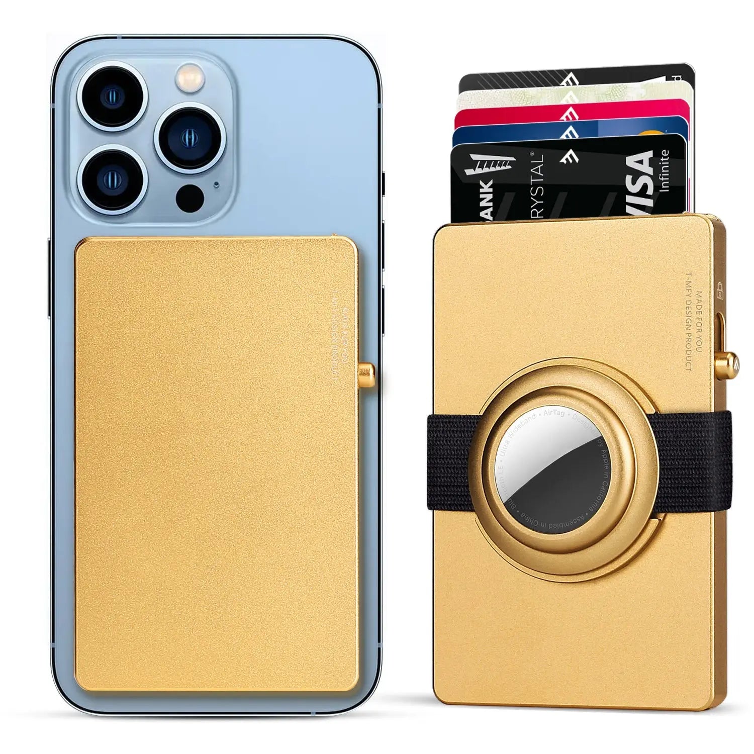 TOYFID All-Aluminum Pop Up Slide Rfid Slim Card Holder Wallet With Airtag Holder TOYFID Wallet