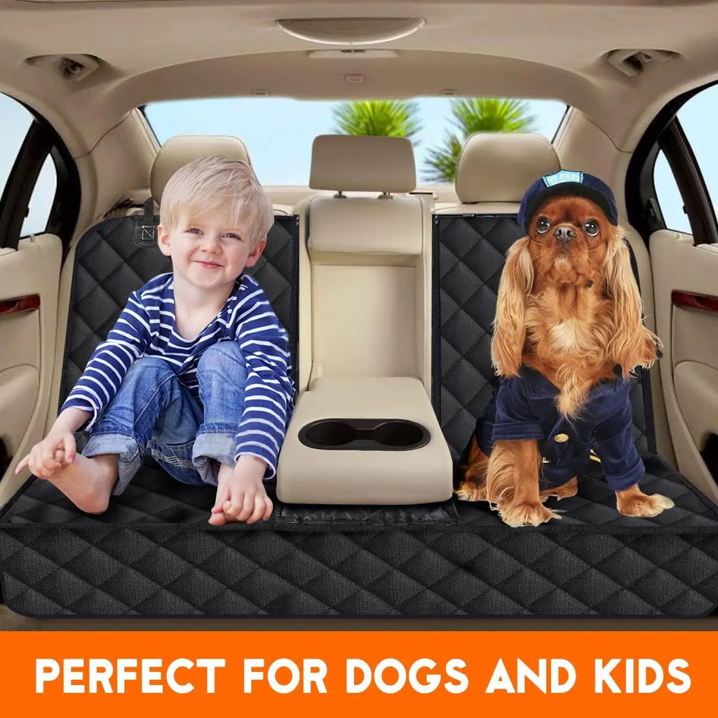 Ultimate Waterproof Dog Car Seat Cover - Non-Slip Back Seat Protector for Cars, Trucks & SUVs - Fits Middle Armrest, Black