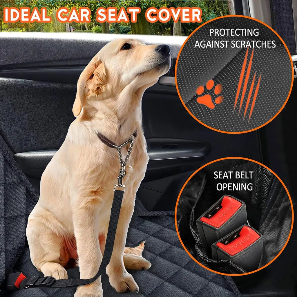 Ultimate Waterproof Dog Car Seat Cover - Non-Slip Back Seat Protector for Cars, Trucks & SUVs - Fits Middle Armrest, Black