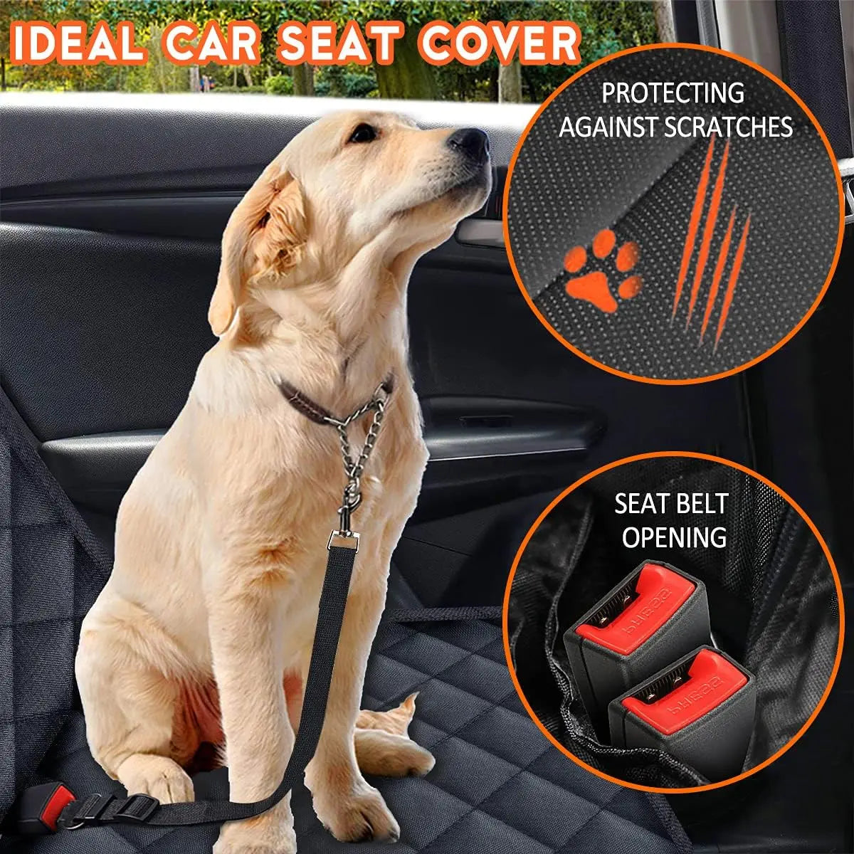 Ultimate Waterproof Dog Car Seat Cover - Non-Slip Back Seat Protector for Cars, Trucks & SUVs - Fits Middle Armrest, Black